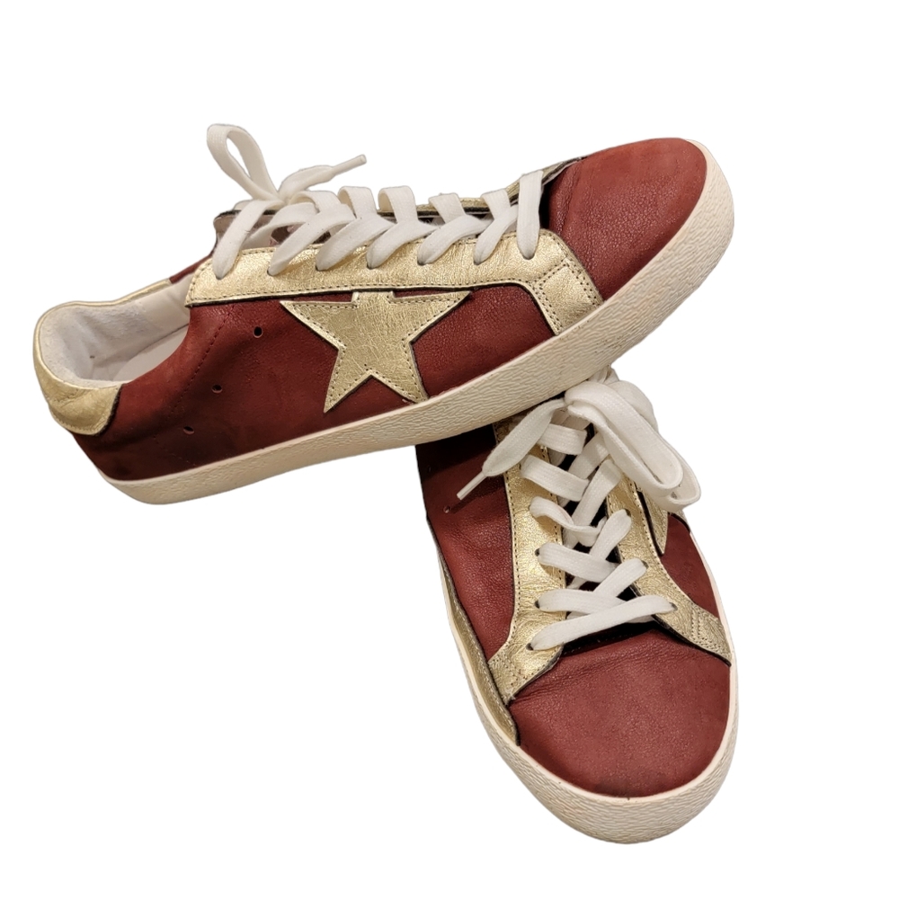 Burgundy European Leather Sneakers Men's Size 11.5